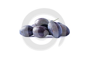 Plum Hungarian isolated on white background. Heap of plums on white background.