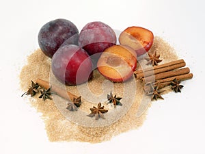 Plum jam ingredients