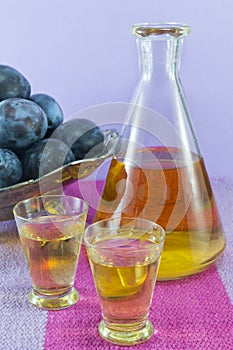 Plum schnapps and fresh plums