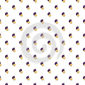 Plum seamless pattern. Vegan organic eco fruit background. vector illustration