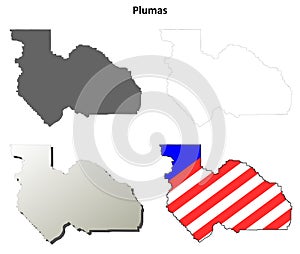 Plumas County, California outline map set photo