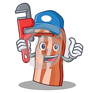 Plumber bacon mascot cartoon style