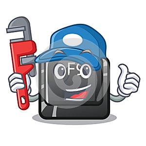 Plumber button f9 on a cartoon computer