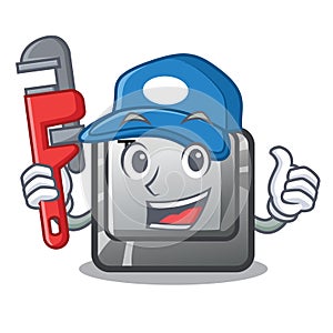 Plumber button T in the mascot shape