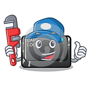 Plumber capslock button isolated with the cartoon