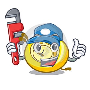 Plumber CD player mascot cartoon photo