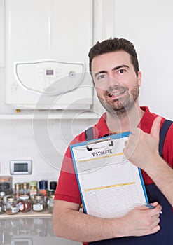 Plumber control check on the home water boiler