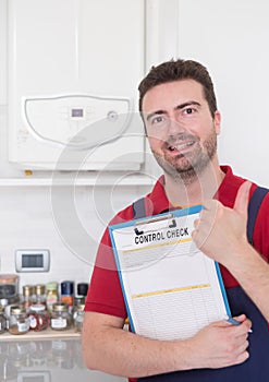 Plumber control check on the home water boiler