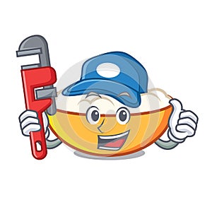 Plumber cottage cheese mascot cartoon