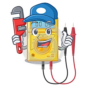 Plumber digital multimeter sticks to the cartoon wall