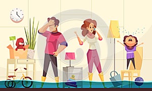 Plumber Flooded House Illustration