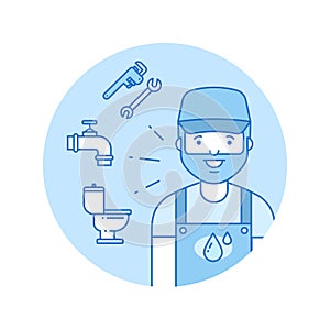 Plumber icon in lineart style