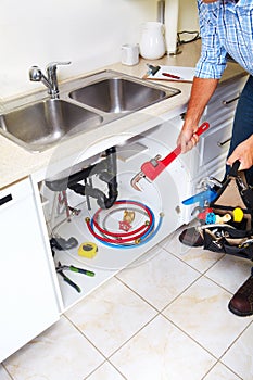 Plumber on the kitchen.