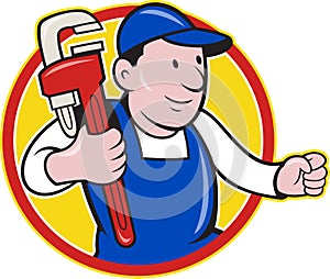 Plumber With Monkey Wrench Cartoon