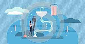 Plumber occupation vector illustration. Flat tiny repair persons concept.