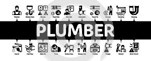 Plumber Profession Minimal Infographic Banner Vector