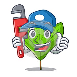 Plumber sassafras leaf in the shape cartoon