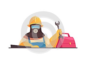 Plumber With Tools Composition