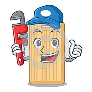 Plumber wooden cutting board mascot cartoon