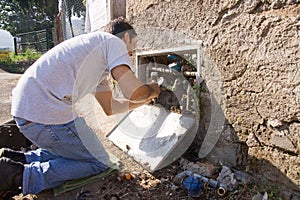 Plumber at work