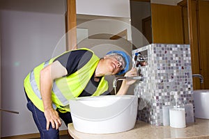 Plumber at work