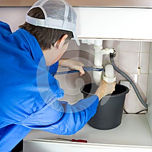 Plumber at work