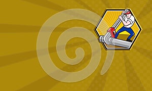 Plumber Worker With Adjustable Wrench Cartoon