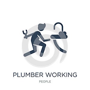 plumber working icon in trendy design style. plumber working icon isolated on white background. plumber working vector icon simple