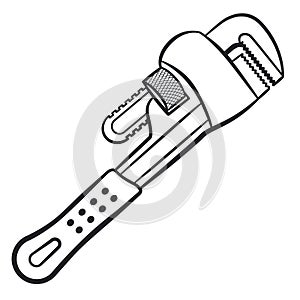 Plumber wrench black contour illustration