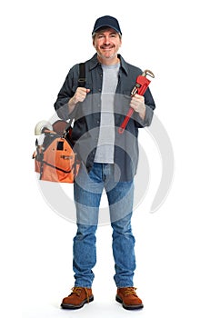 Plumber with a wrench.