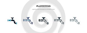Plumbering icon in different style vector illustration. two colored and black plumbering vector icons designed in filled, outline