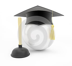 Plumbers school graduation cap on white background
