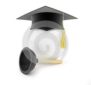 Plumbers school graduation cap on white background photo
