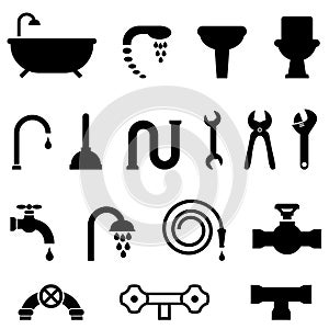 Plumbing and bathroom icons