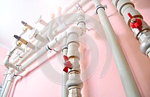 Plumbing communications background. Water heater system