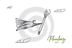 Plumbing concept. Hand drawn isolated vector.