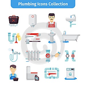 Plumbing Flat Icons Collection