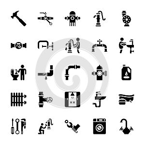 Plumbing Glyph Vector Icons