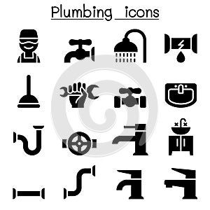 Plumbing icons set
