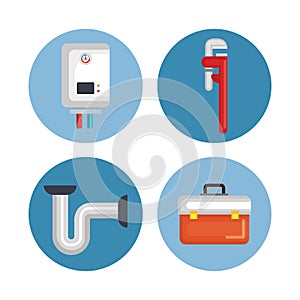 Plumbing line tools set icons