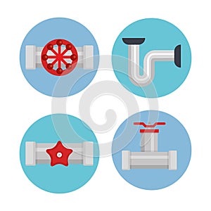 Plumbing line tools set icons