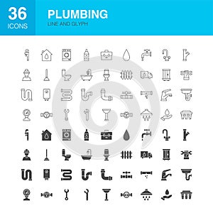 Plumbing Line Web Glyph Icons