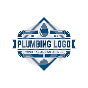 Plumbing logo template, easy to customize