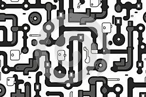 Plumbing pattern. Black and white. Generative AI. photo