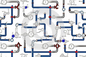 Plumbing pattern on white background. Generative AI.