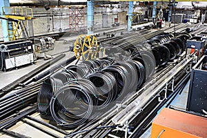 Plumbing pipes factory, industry, manufacture of pipes