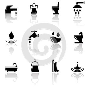 Plumbing sanitary engineering icons set