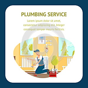 Plumbing Service Flat Vector Banner Template