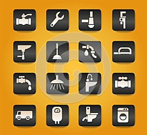 plumbing service icon set