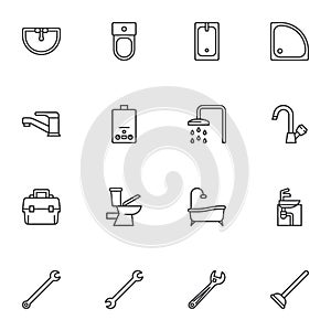 Plumbing service line icons set